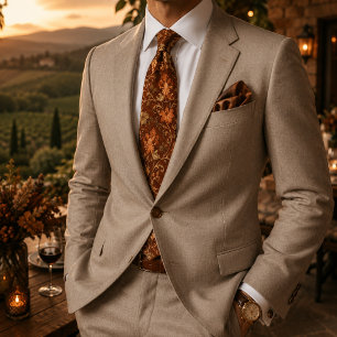 Old Money Vintage Vineyard Baroque Grape Vine Tie