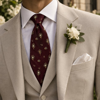 Old Money Wedding Signet Ring Boutonniere Burgundy Tie