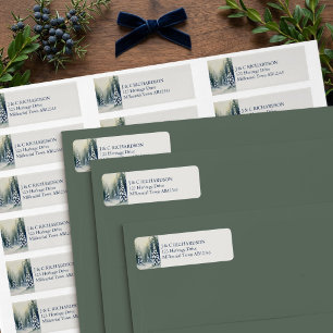 Old Money Winter Pine Forest Return Address