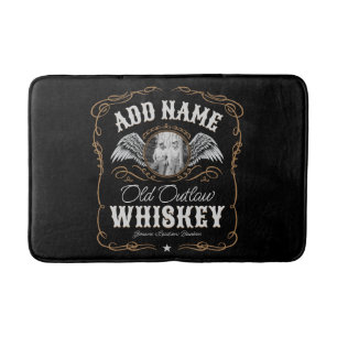 Old Moonshine Whiskey Label ADD PHOTO Family Name Bath Mat
