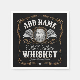 Old Moonshine Whiskey Label ADD PHOTO Family Name Napkin