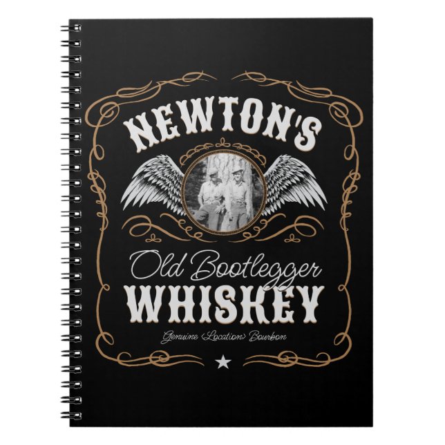  Old Moonshine Whiskey Label ADD PHOTO Family Name Notebook (Front)