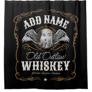 Old Moonshine Whiskey Label ADD PHOTO Family Name Shower Curtain