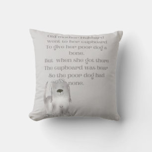 Old Mother Hubbard cartoon fun in greys Cushion