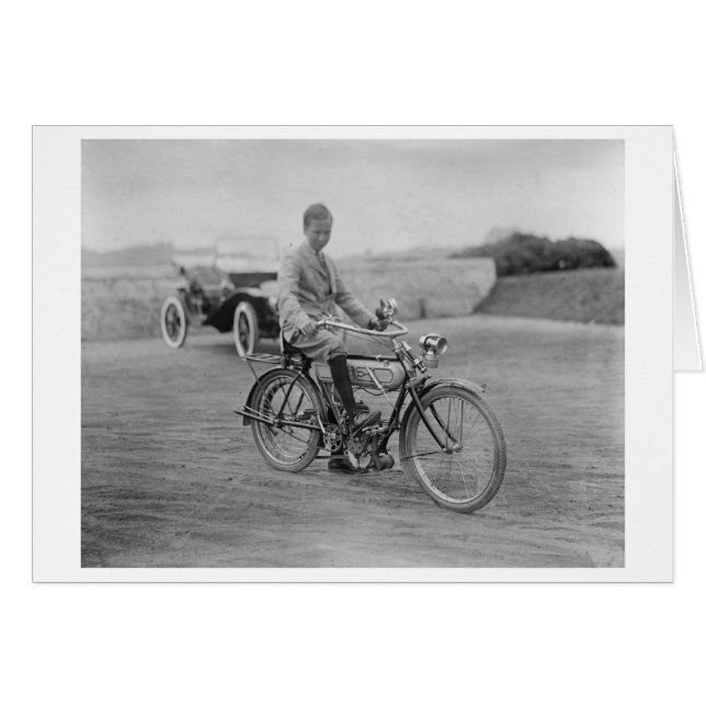 Old Motorcycle with Lantern Headlight (Front Horizontal)