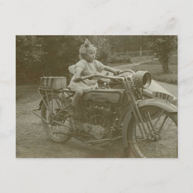 Old motorcycle with sidecar Vintage photo Postcard (Front)