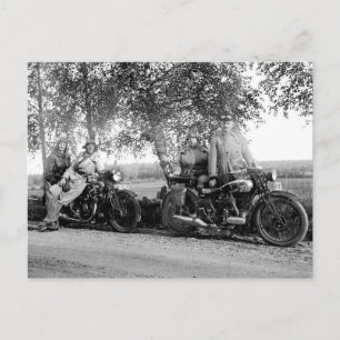 Old Motorcycles vintage black and white photo Postcard