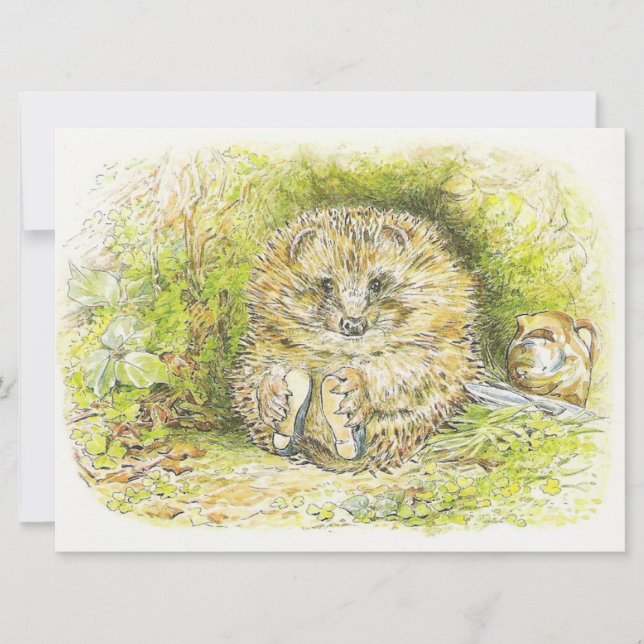 Old Mr Prickly Pin (Hedgehog) (by Beatrix Potter) Card (Front)