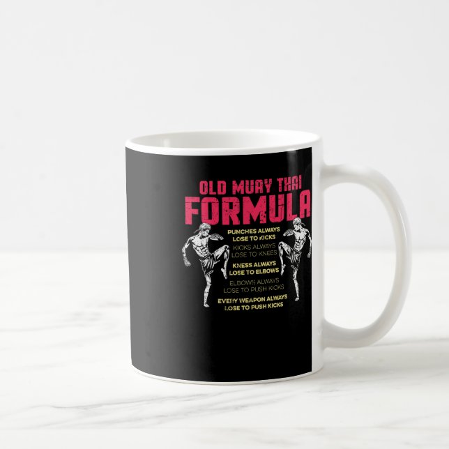 Old Muay Thai Formula Kickboxing Thai Boxer Distre Coffee Mug (Right)