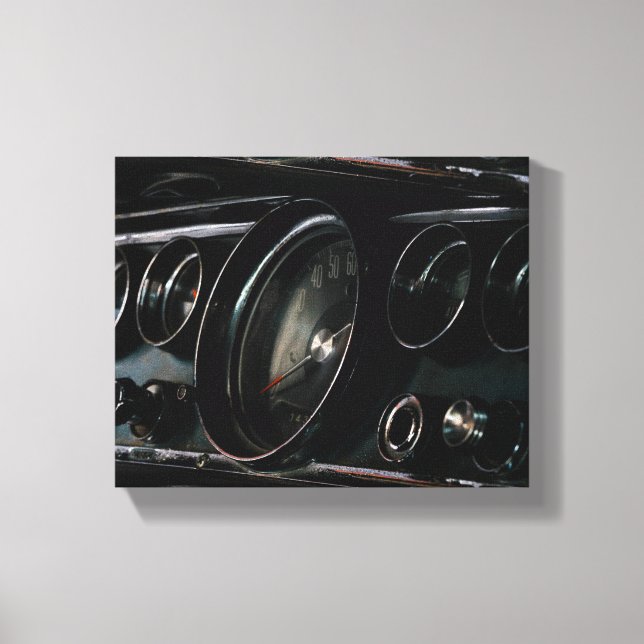 Old Muscle Classic Car Dashboard Driver Drive Canvas Print (Front)