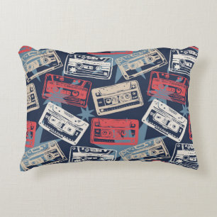Old Music Cassettes Vintage Seamless Decorative Cushion