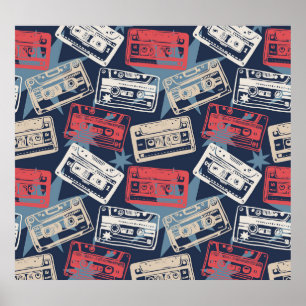Old Music Cassettes Vintage Seamless Poster