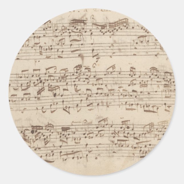 Old Music Notes - Bach Music Sheet Classic Round Sticker (Front)