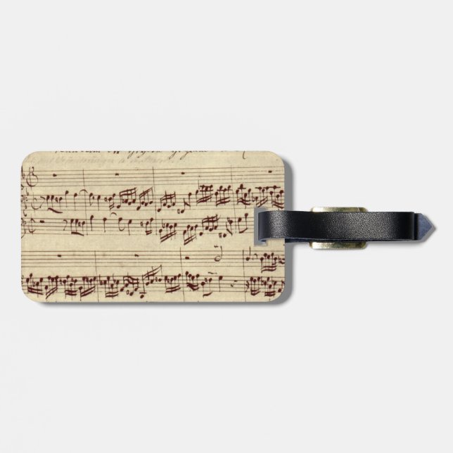 Old Music Notes - Bach Music Sheet Luggage Tag (Back Horizontal)