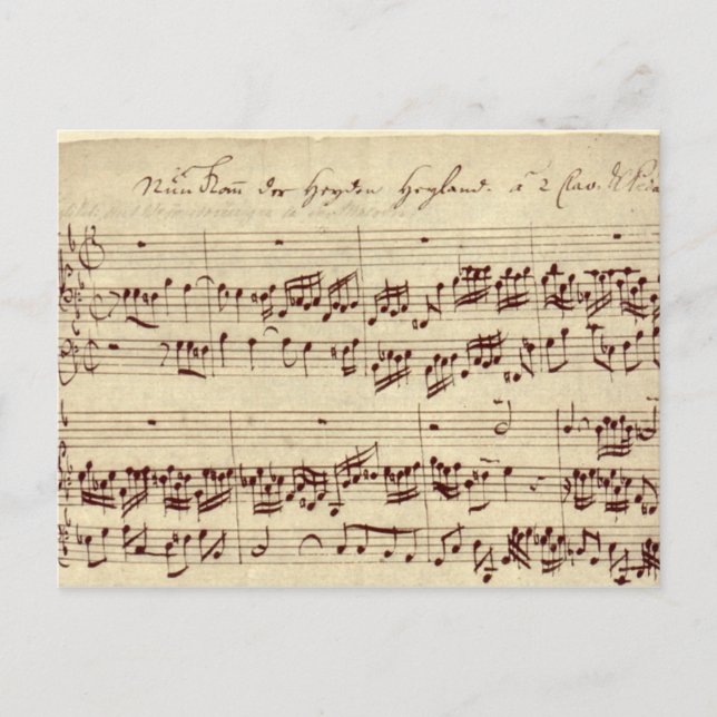 Old Music Notes - Bach Music Sheet Postcard (Front)