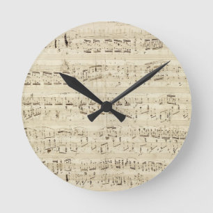 Old Music Notes - Chopin Music Sheet Round Clock