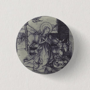 Old Nativity scene og Jesus Christ 3 Cm Round Badge