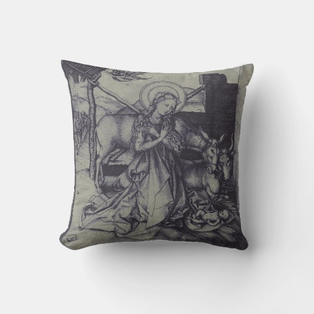 Old Nativity scene og Jesus Christ Cushion (Front)
