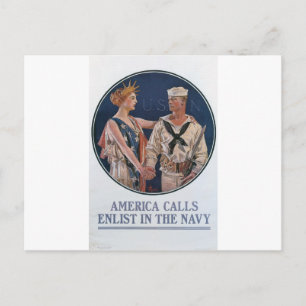 Old Navy Recruiting Poster circa 1917 Postcard