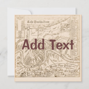 Old New Orleans Map edit text, party Invitation