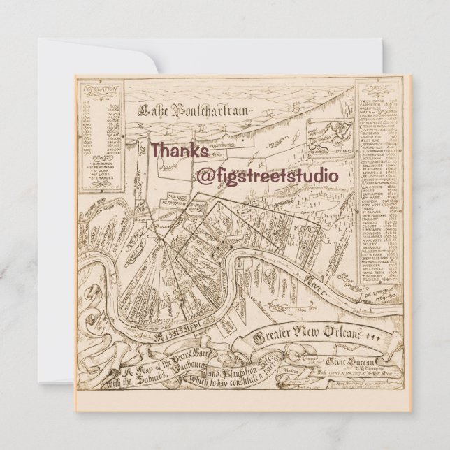 Old New Orleans Map edit text, party Invitation (Front)