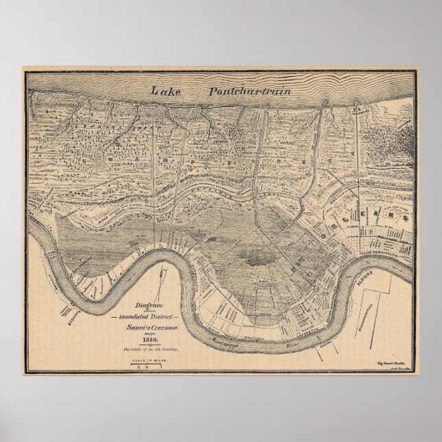 Old new Orleans MAp Poster (Front)