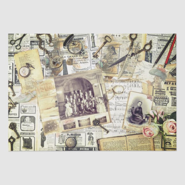 old newspaper (collection) Tissue Paper (Front)
