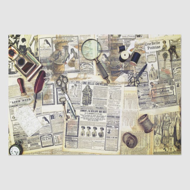old newspaper (collection) Tissue Paper (Front)