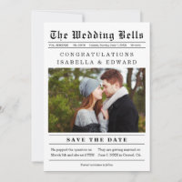 Old Newspaper Style Wedding Save the Date