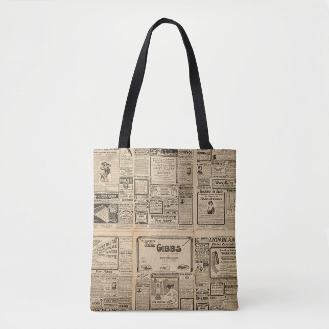 Old newspaper: vintage paper background. tote bag (Front)