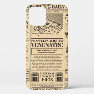 Old newspaper vintage. Retro newsprint with text a iPhone 12 Case