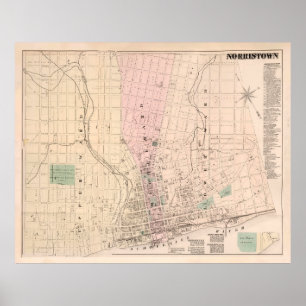 Old Norristown PA Map (1871) Poster