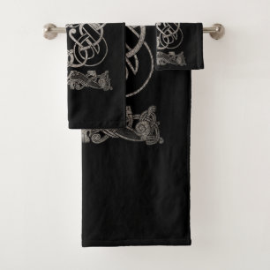 Old norse design bath towel set