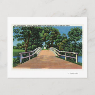 Old North Bridge View of Minute Man Statue Postcard