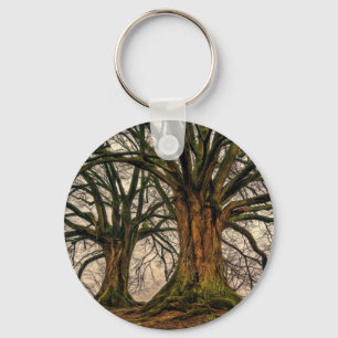 Old Oak Tree in Winter Key Ring