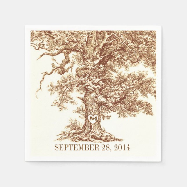 old oak tree - love tree paper napkins (Front)