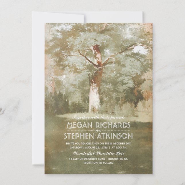 Old Oak Tree Rustic Country Wedding Invitation (Front)