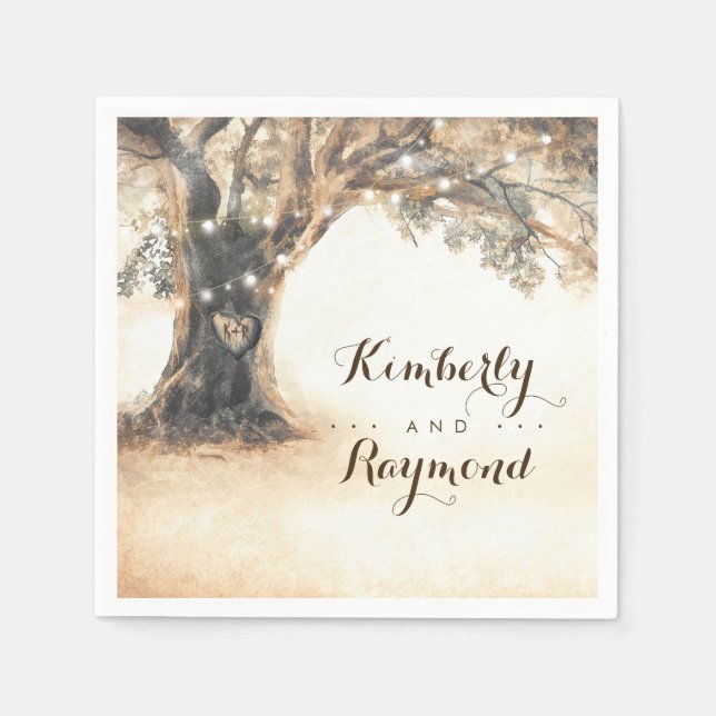 Old Oak Tree Rustic Vintage Wedding Napkin (Front)