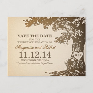 old oak tree save the date postcards