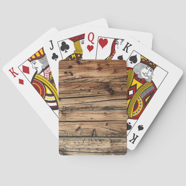 Old oak wood texture background poker deck (Back)