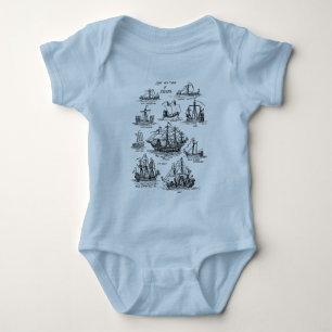OLD OCEAN SAILING SHIPS BABY BODYSUIT
