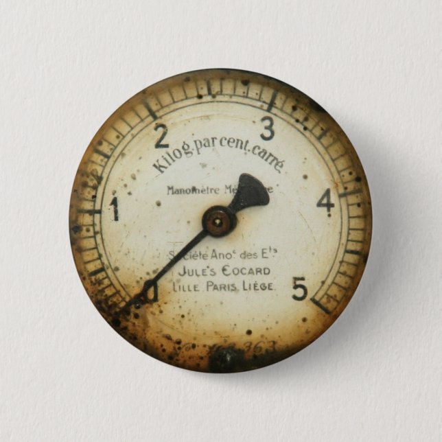 old oil pressure gauge / instrument / dial / metre 6 cm round badge (Front)