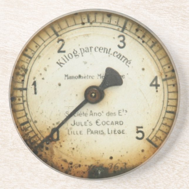 old oil pressure gauge / instrument / dial / metre coaster (Front)