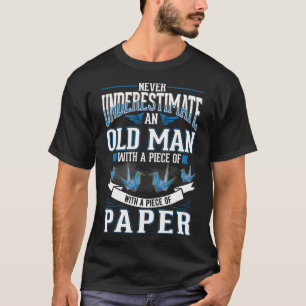 Old Origami Master Grandpa Paper Crane Origami T-Shirt