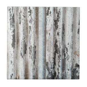 Old Paint Chipped Wall of Corrugated Metal Tile