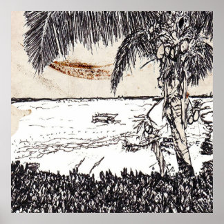 Old Paper Coconut Tree, Bahamas Poster