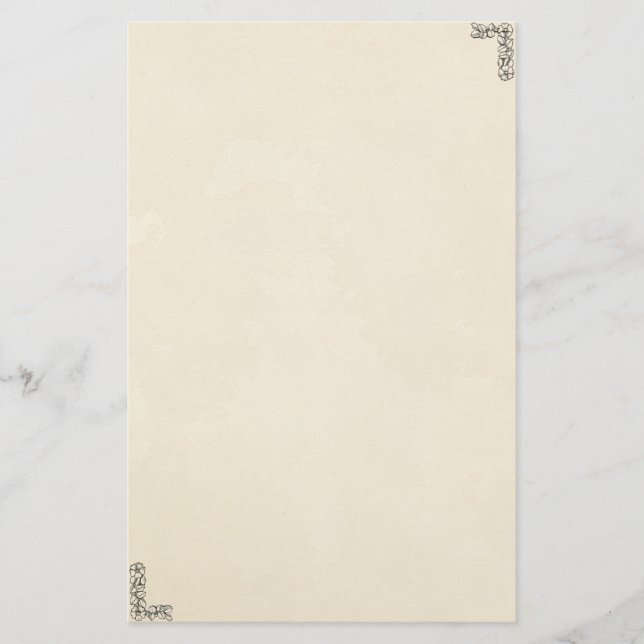 Old paper coffee splattered decorative flowers (Front)