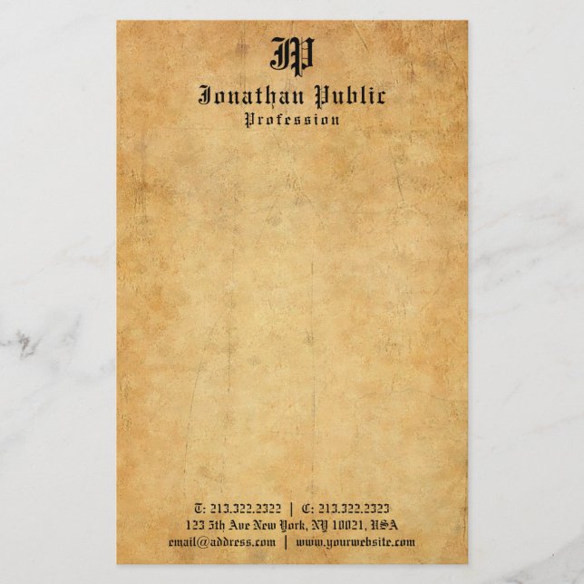 Old Paper Look Elegant Vintage Typed Text Template (Front)