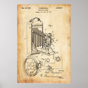 Old Paper Photographic Camera Patent Poster