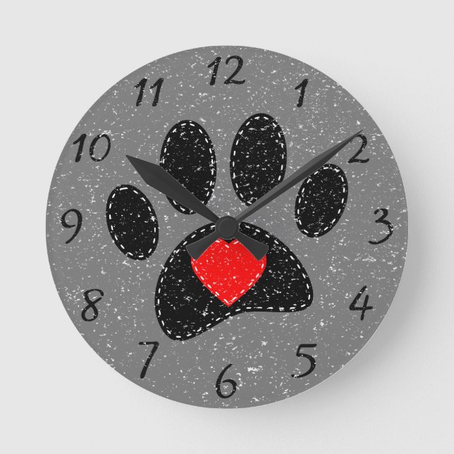 Old Paper Print Dog Lover  Round Clock (Front)